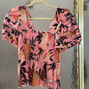 Worn 1x Farm Rio pineapple smock blouse